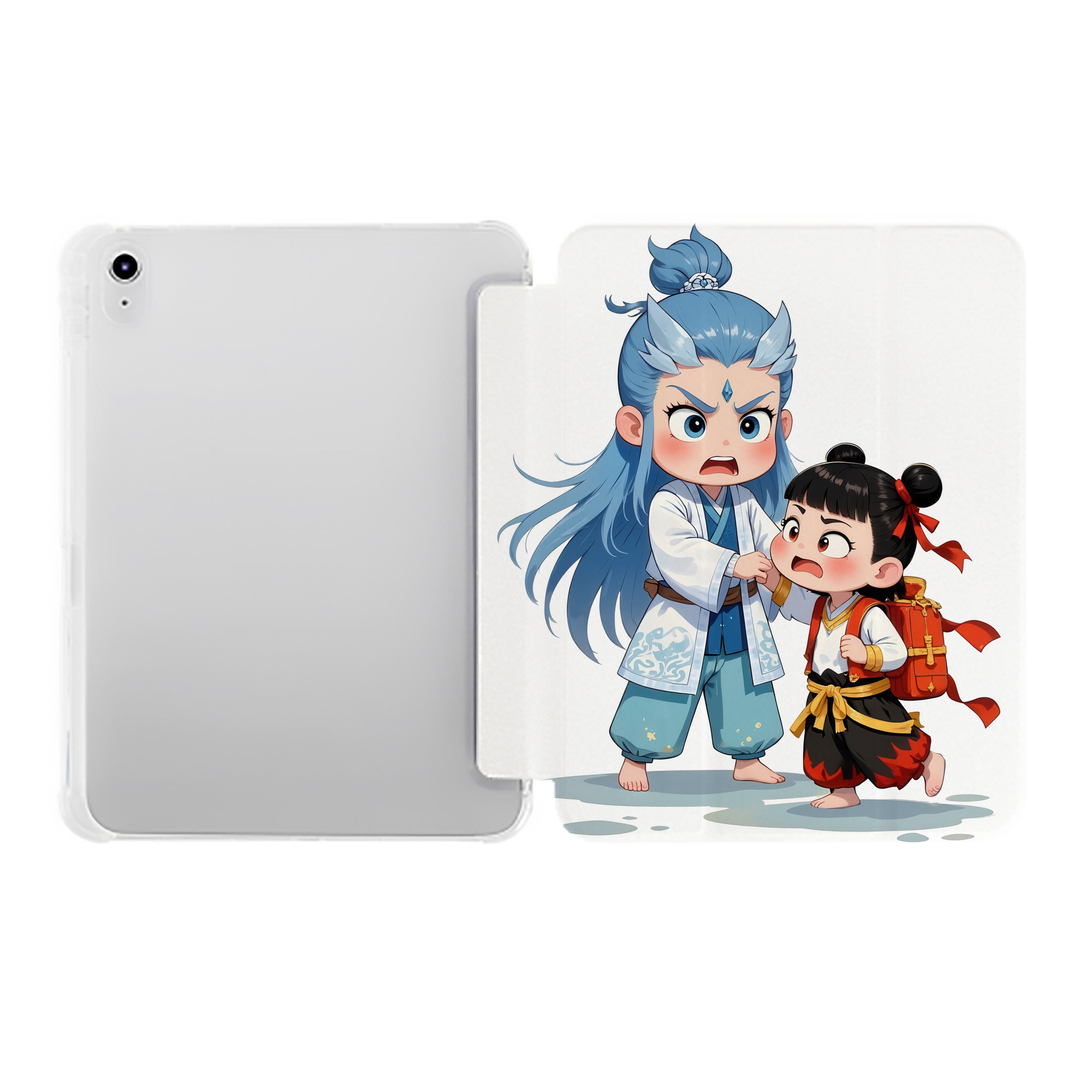 （画像用） Ne Zha 2 ナタ 魔童の大暴れ IPad ケース ペン収納付き 三つ折りスタンド PUレザー×シリコン 対応機種9.5/10.5/10.9インチ